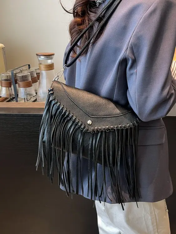 Women's Tassel Shoulder Bag Brown Leather 2025 - Image 5