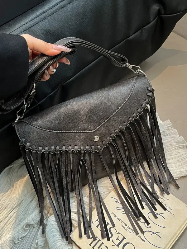 Women's Tassel Shoulder Bag Brown Leather 2025 - Image 6