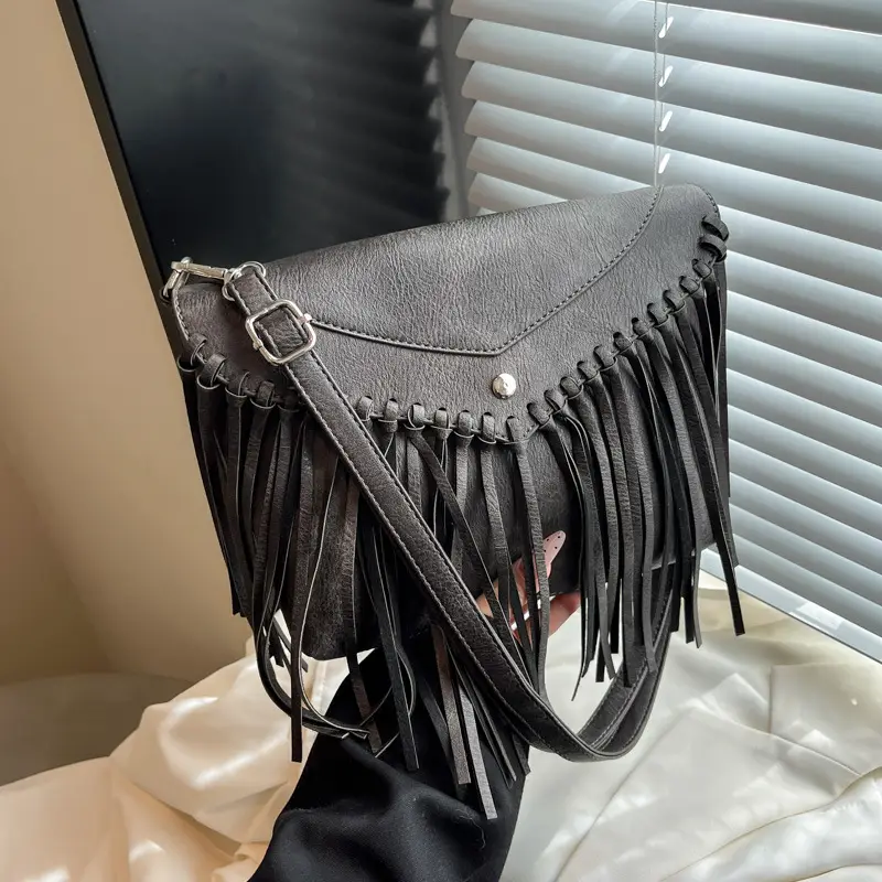 Women's Tassel Shoulder Bag Brown Leather 2025 - Image 2