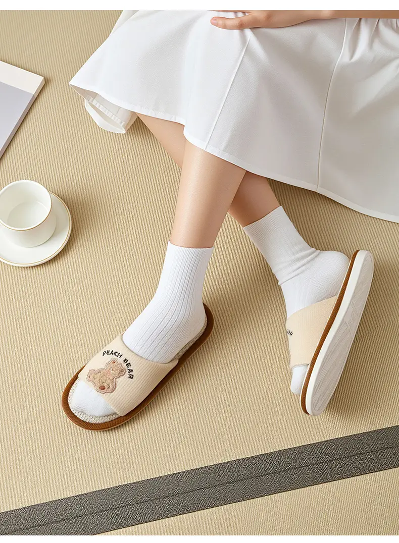Cartoon Linen Slippers Men's Spring and Autumn Mute Indoor Breathable Home Cute Opening Cotton Linen Slippers Women's Winter and Summer — feature 10