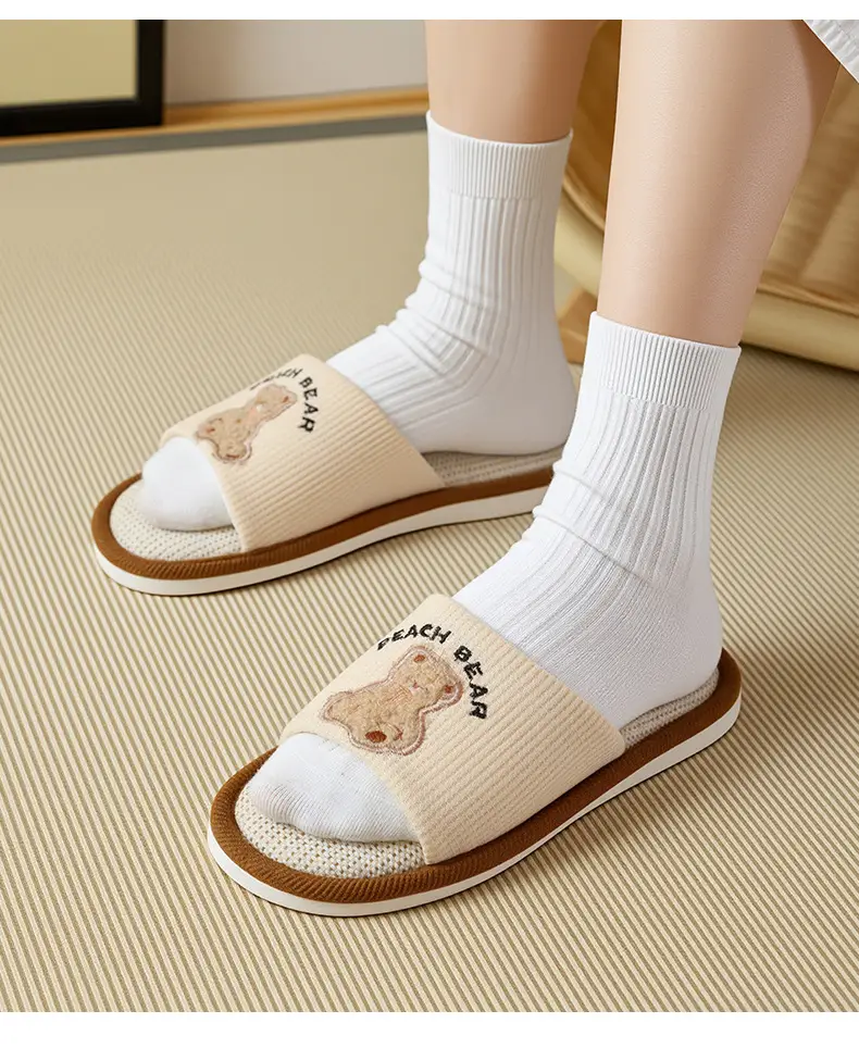 Cartoon Linen Slippers Men's Spring and Autumn Mute Indoor Breathable Home Cute Opening Cotton Linen Slippers Women's Winter and Summer — feature 15