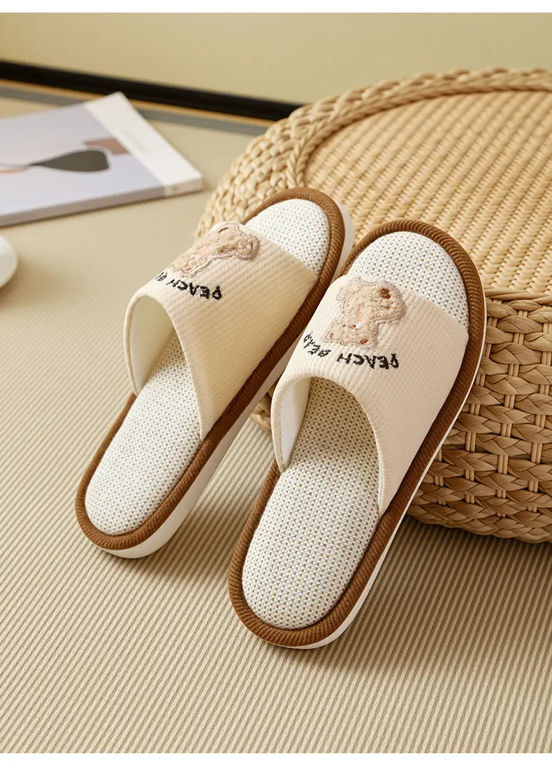 Cartoon Linen Slippers Men's Spring and Autumn Mute Indoor Breathable Home Cute Opening Cotton Linen Slippers Women's Winter and Summer — feature 16