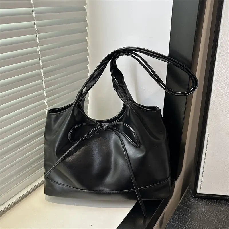 2025 Summer Women's Bow Shoulder Bags Black White Pink - Image 6