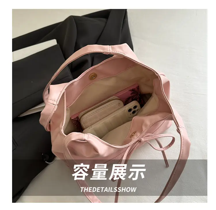 2025 Summer Women's Bow Shoulder Bags Black White Pink — feature 6