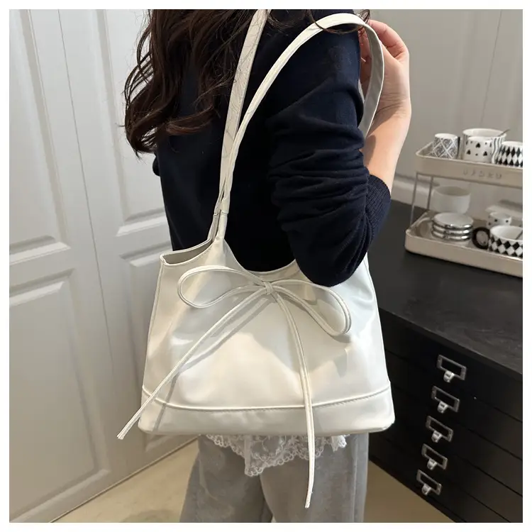 2025 Summer Women's Bow Shoulder Bags Black White Pink — feature 9