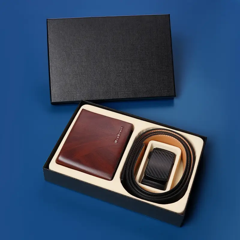 Men's Black Leather Belt & Wallet Set - Image 2