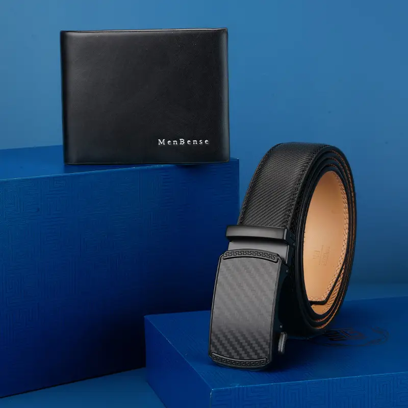 Men's Black Leather Belt & Wallet Set - Image 4