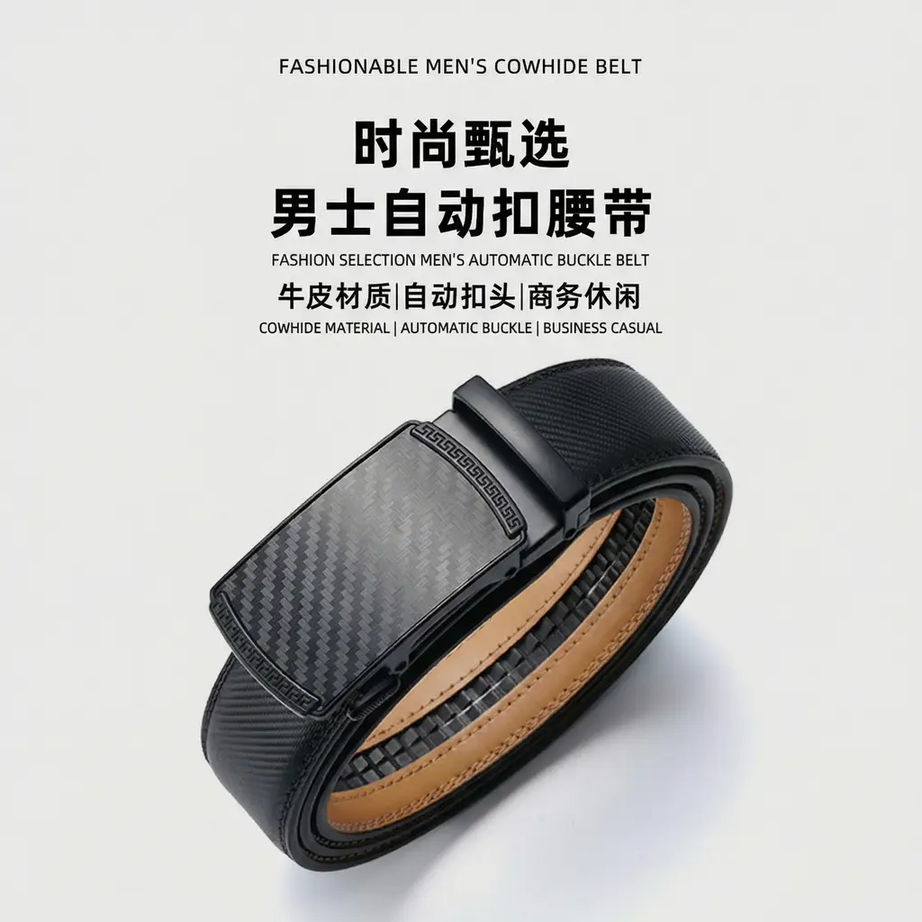 Men's Black Leather Belt & Wallet Set — feature 6