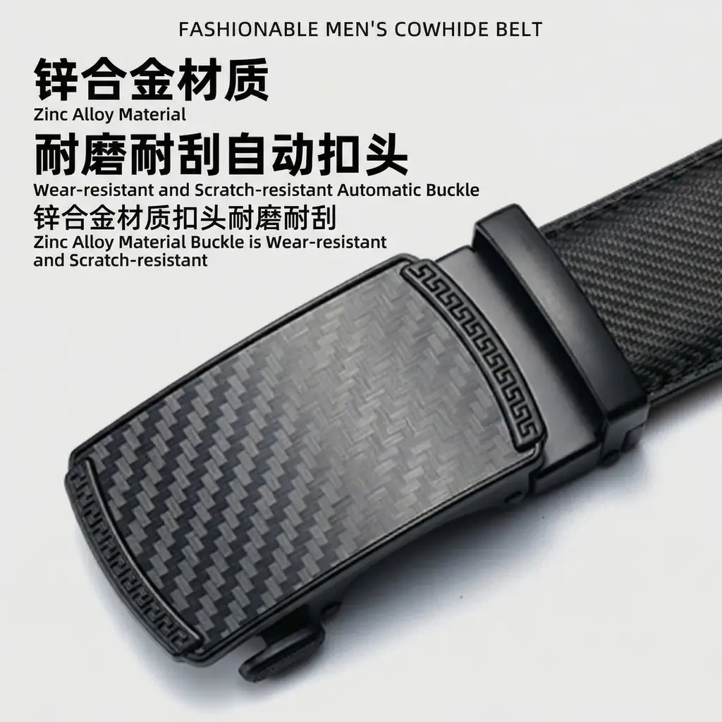 Men's Black Leather Belt & Wallet Set — feature 7