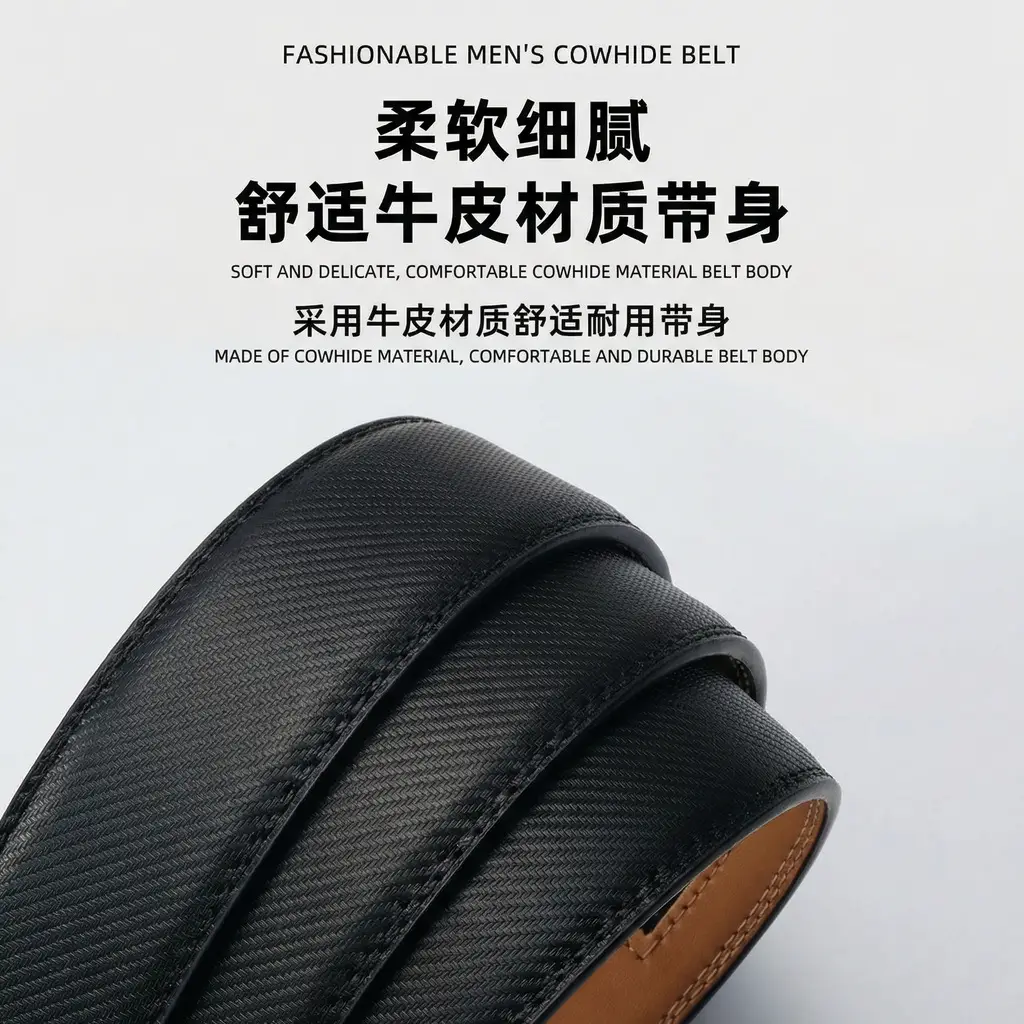 Men's Black Leather Belt & Wallet Set — feature 9