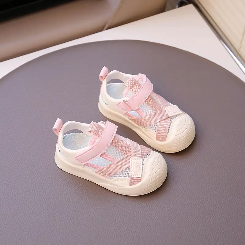 Baby's Casual Strap Sandals Brown White Soft Soles - Image 5