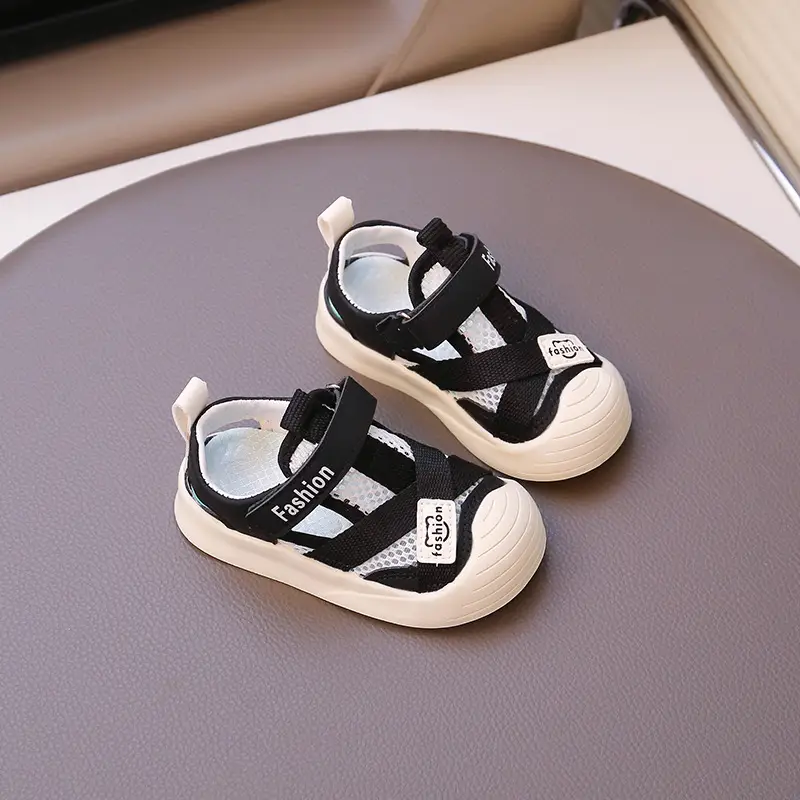 Baby's Casual Strap Sandals Brown White Soft Soles - Image 6