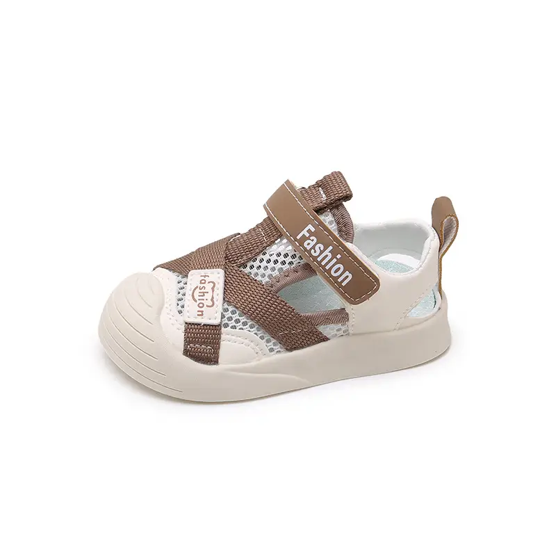 Baby's Casual Strap Sandals Brown White Soft Soles - Image 8