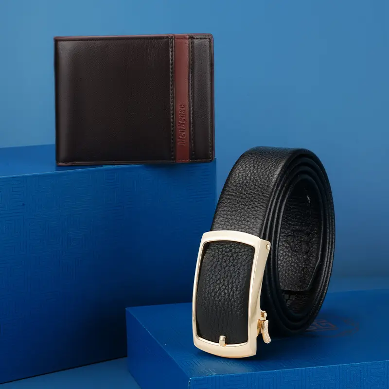Men's Automatic Buckle Belt Wallet Gift Box