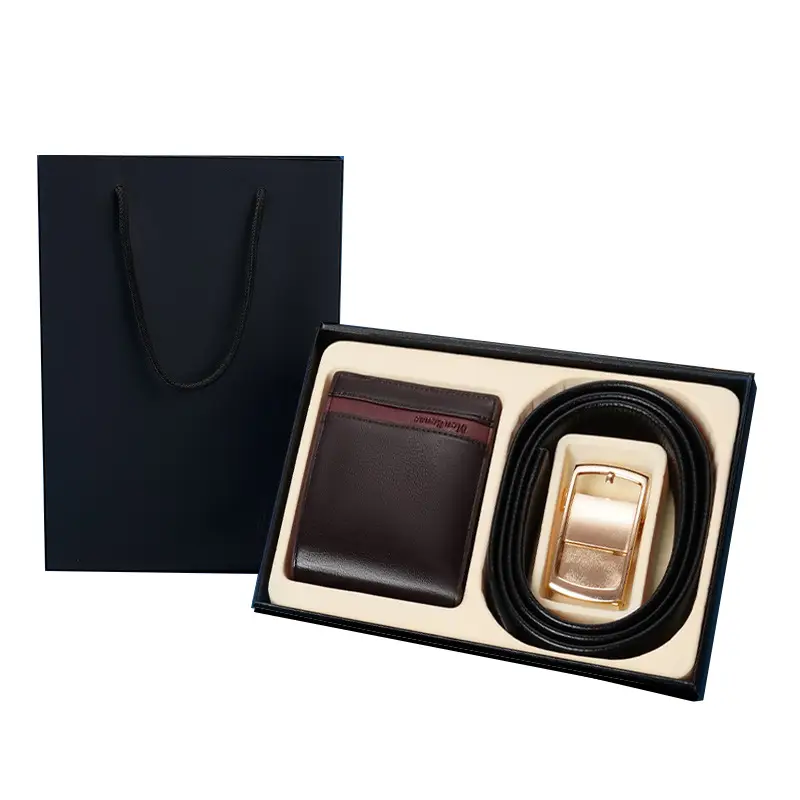 Men's Automatic Buckle Belt Wallet Gift Box