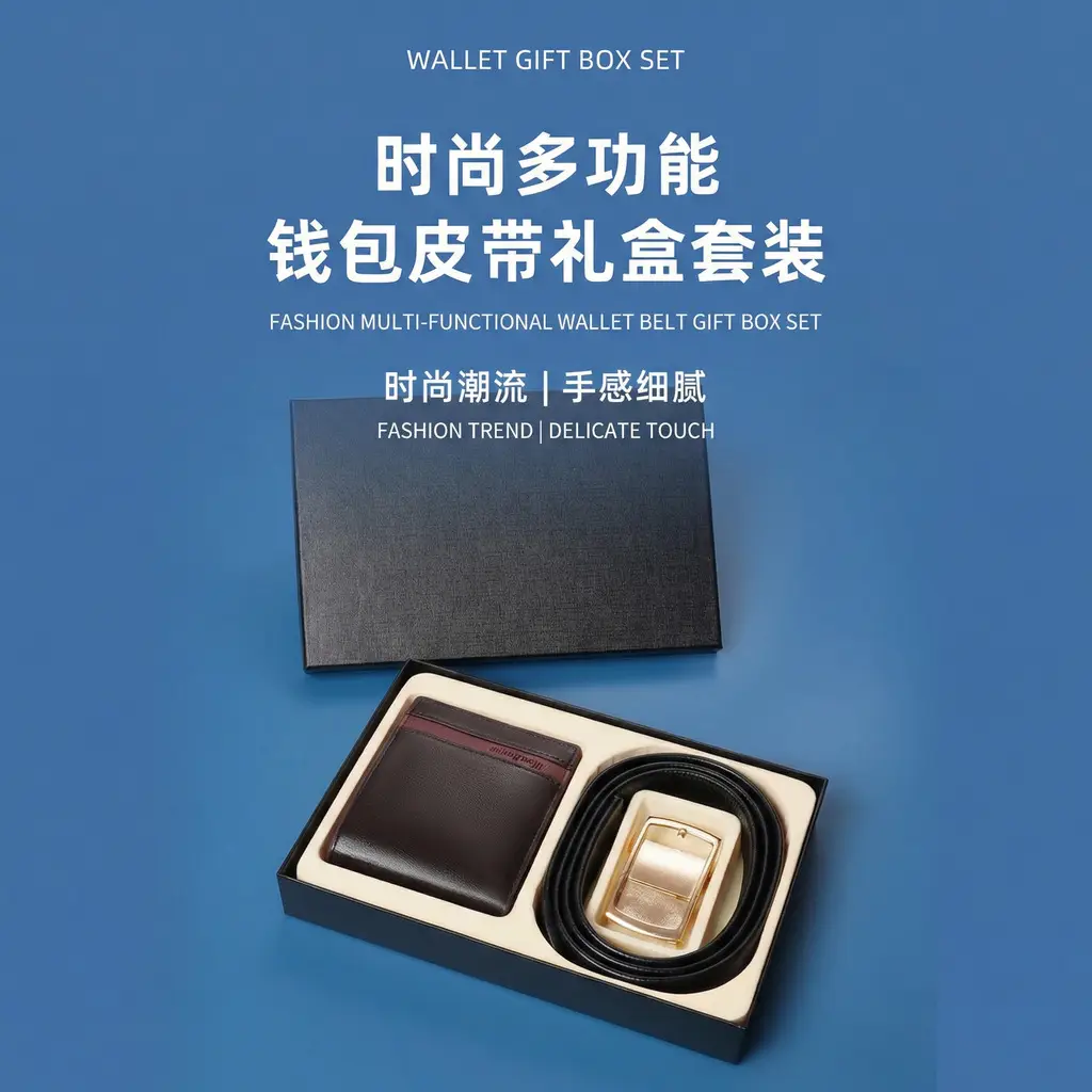 Men's Automatic Buckle Belt Wallet Gift Box — feature 1