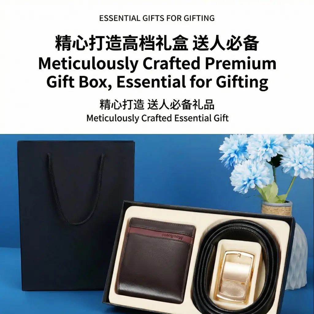 Men's Automatic Buckle Belt Wallet Gift Box — feature 2