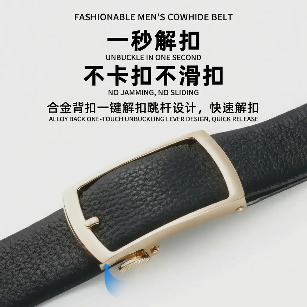 Men's Automatic Buckle Belt Wallet Gift Box — feature 8