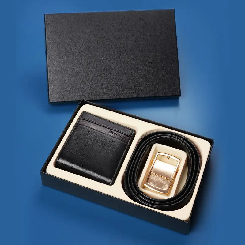 Men's Automatic Buckle Belt Wallet Gift Box