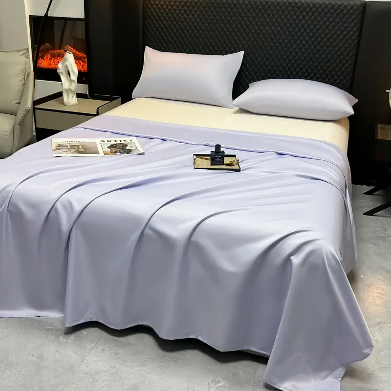 Summer Cool Ice Silk Bed Sheets Single Piece Buy Student Dormitory Single and Double Solid Color Quilt Light Luxury Bed Cover