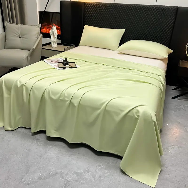 Summer Cool Ice Silk Bed Sheets Single Piece Buy Student Dormitory Single and Double Solid Color Quilt Light Luxury Bed Cover