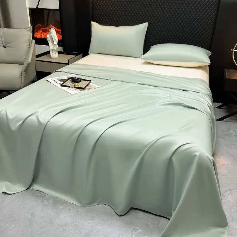 Summer Cool Ice Silk Bed Sheets Single Piece Buy Student Dormitory Single and Double Solid Color Quilt Light Luxury Bed Cover