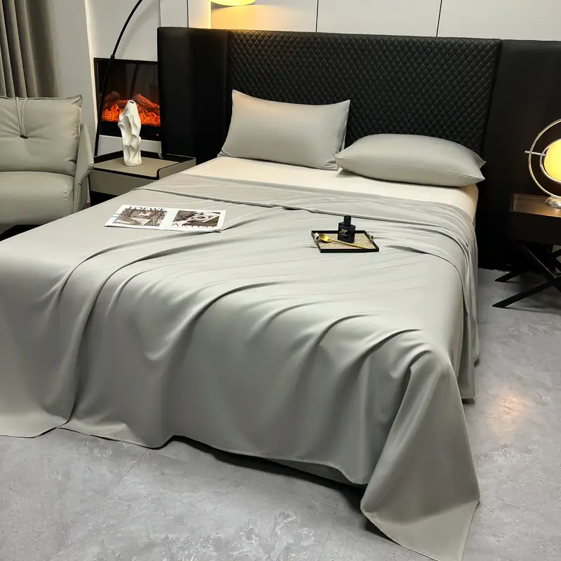 Summer Cool Ice Silk Bed Sheets Single Piece Buy Student Dormitory Single and Double Solid Color Quilt Light Luxury Bed Cover