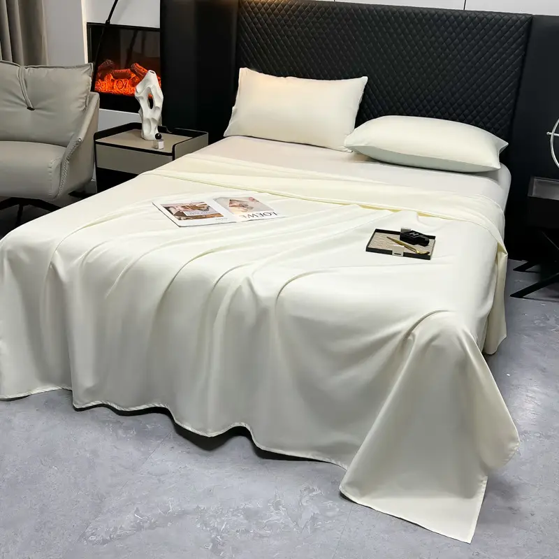 Summer Cool Ice Silk Bed Sheets Single Piece Buy Student Dormitory Single and Double Solid Color Quilt Light Luxury Bed Cover