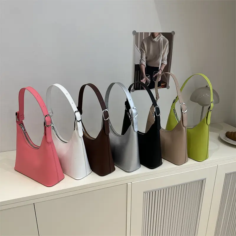 White Leather Shoulder Bag with Silver Handle for Women - Image 9