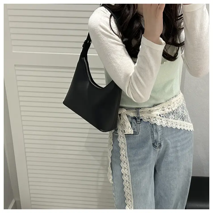 White Leather Shoulder Bag with Silver Handle for Women — feature 26