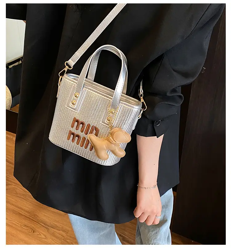 Women's Letter Bag with Glitter & Gold Plated Handles — feature 3
