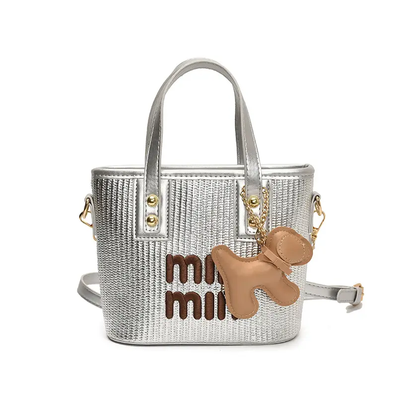 Women's Letter Bag with Glitter & Gold Plated Handles