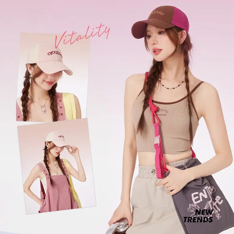 Pink Embroidered Baseball Cap for Women Men