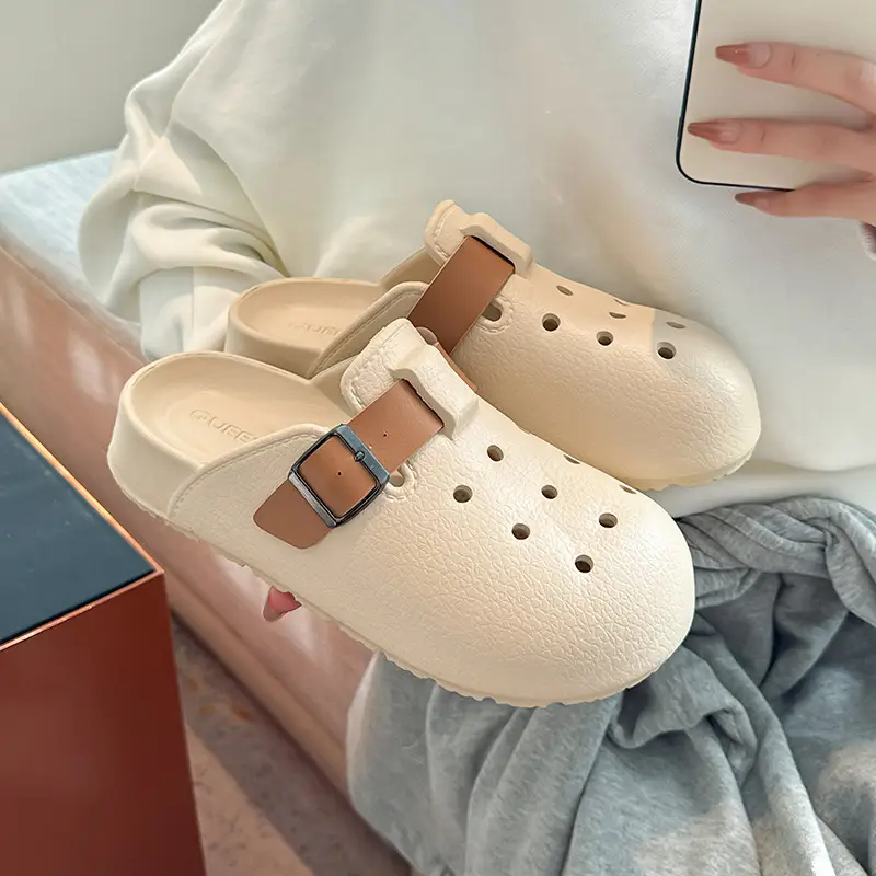 Non-slip Thick-soled Hole Shoes Women's 2025 Summer New Style Home Shoes for Stomp Feeling Outwear Two-wear Simple Sandals for Men - Image 7