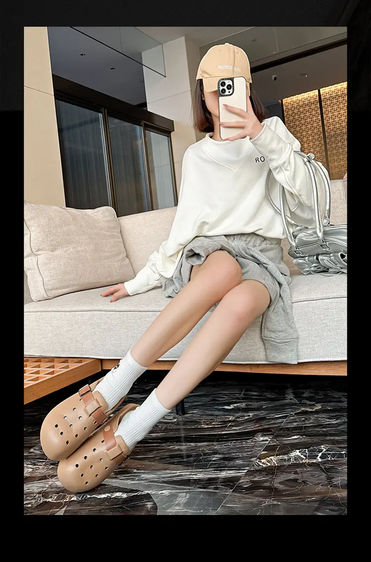 Non-slip Thick-soled Hole Shoes Women's 2025 Summer New Style Home Shoes for Stomp Feeling Outwear Two-wear Simple Sandals for Men — feature 14
