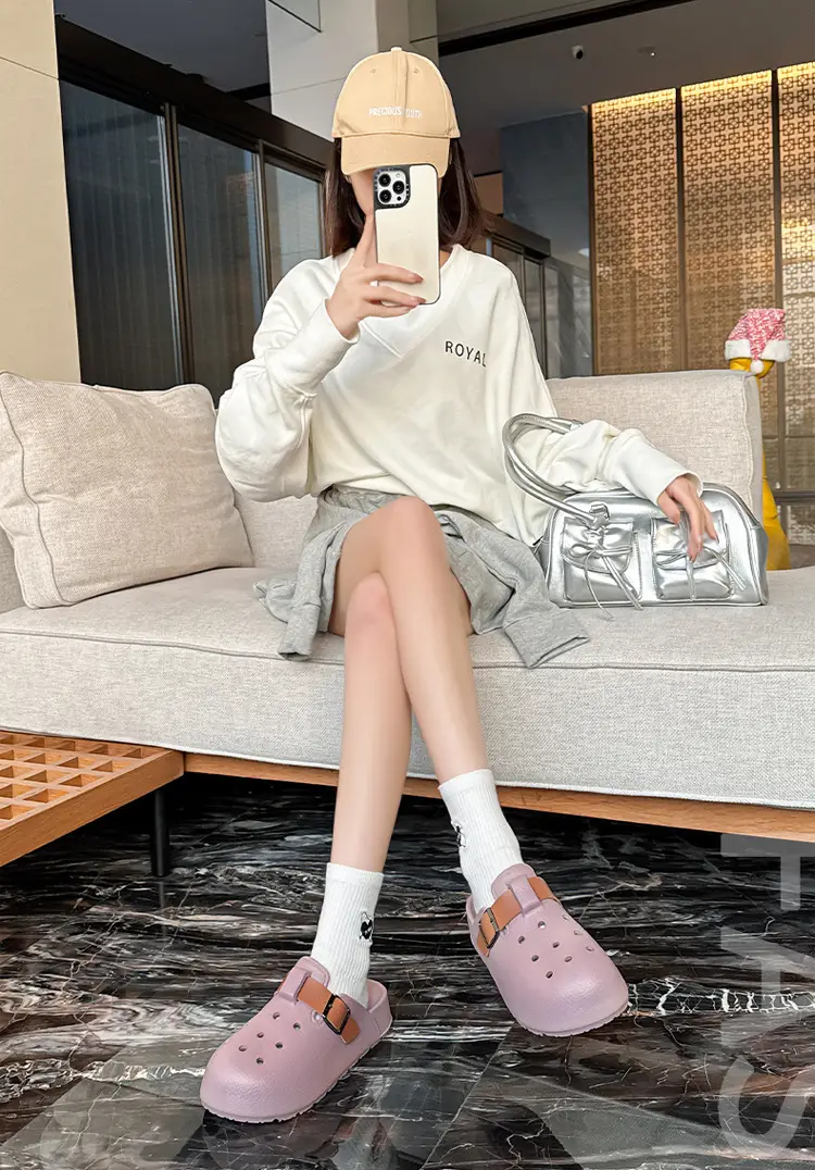 Non-slip Thick-soled Hole Shoes Women's 2025 Summer New Style Home Shoes for Stomp Feeling Outwear Two-wear Simple Sandals for Men — feature 15