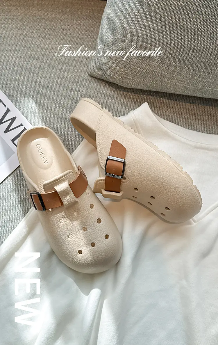 Non-slip Thick-soled Hole Shoes Women's 2025 Summer New Style Home Shoes for Stomp Feeling Outwear Two-wear Simple Sandals for Men — feature 3