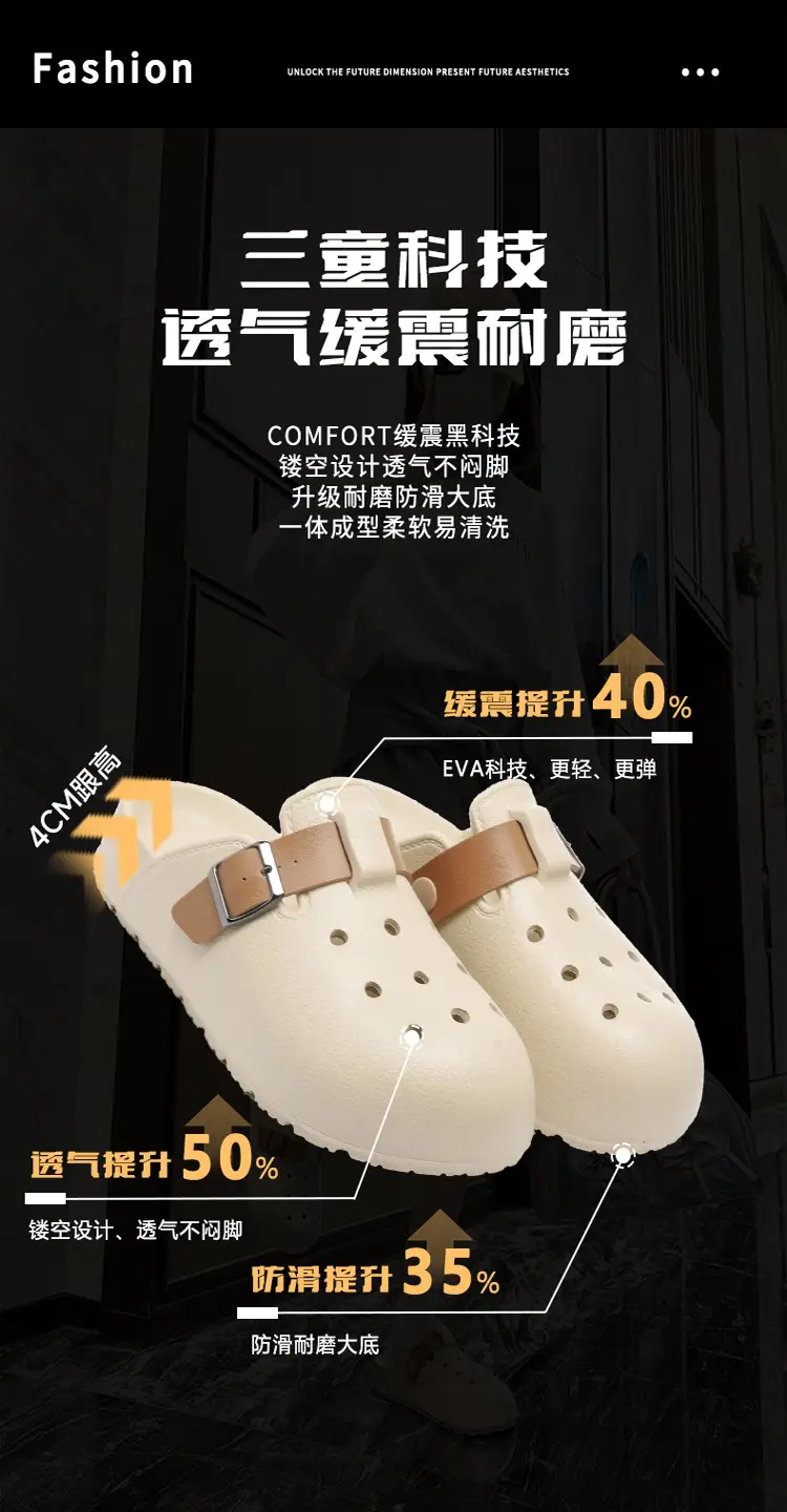 Non-slip Thick-soled Hole Shoes Women's 2025 Summer New Style Home Shoes for Stomp Feeling Outwear Two-wear Simple Sandals for Men — feature 6