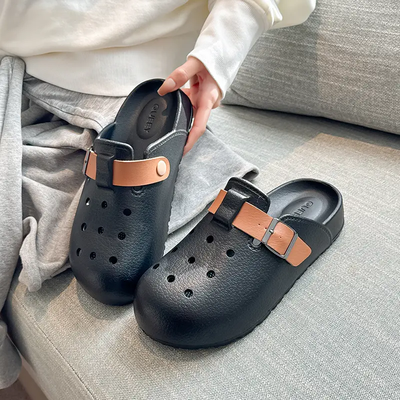 Non-slip Thick-soled Hole Shoes Women's 2025 Summer New Style Home Shoes for Stomp Feeling Outwear Two-wear Simple Sandals for Men - Image 3
