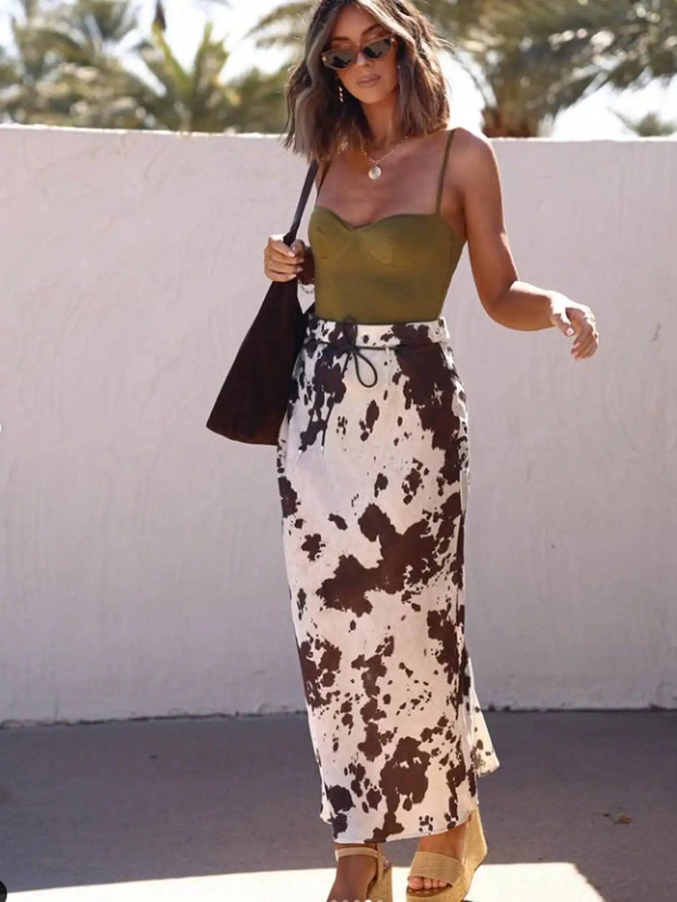 Women's Spring Animal Print Ankle Skirt Suit — feature 10