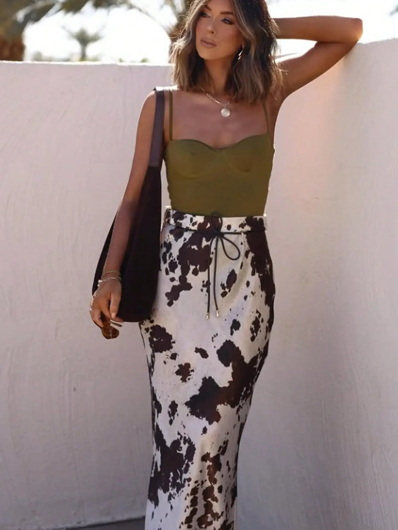 Women's Spring Animal Print Ankle Skirt Suit — feature 13