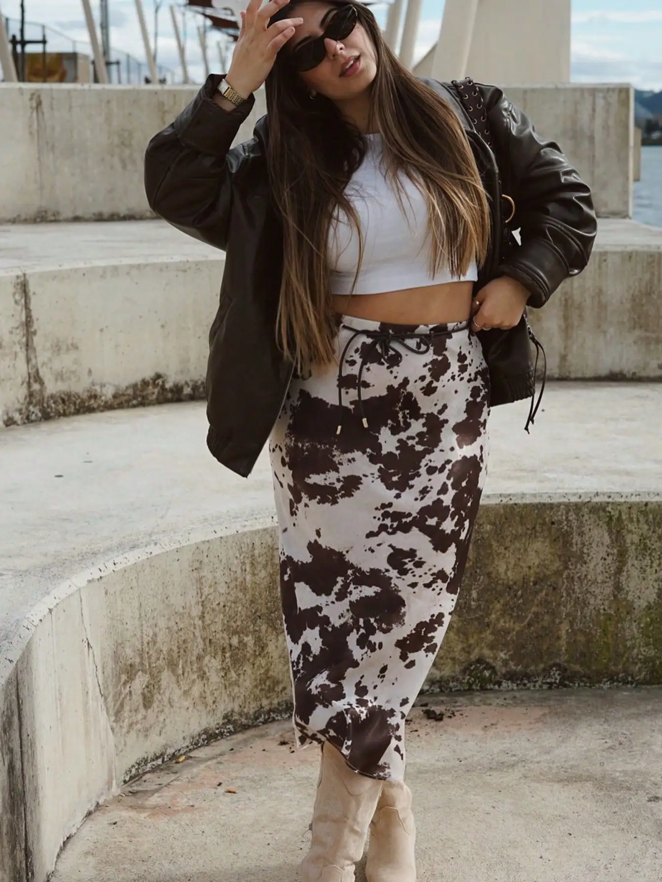 Women's Spring Animal Print Ankle Skirt Suit — feature 15