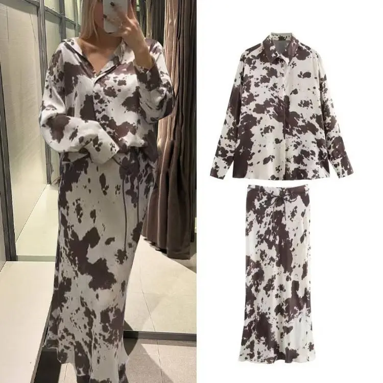 Women's Spring Animal Print Ankle Skirt Suit — feature 5
