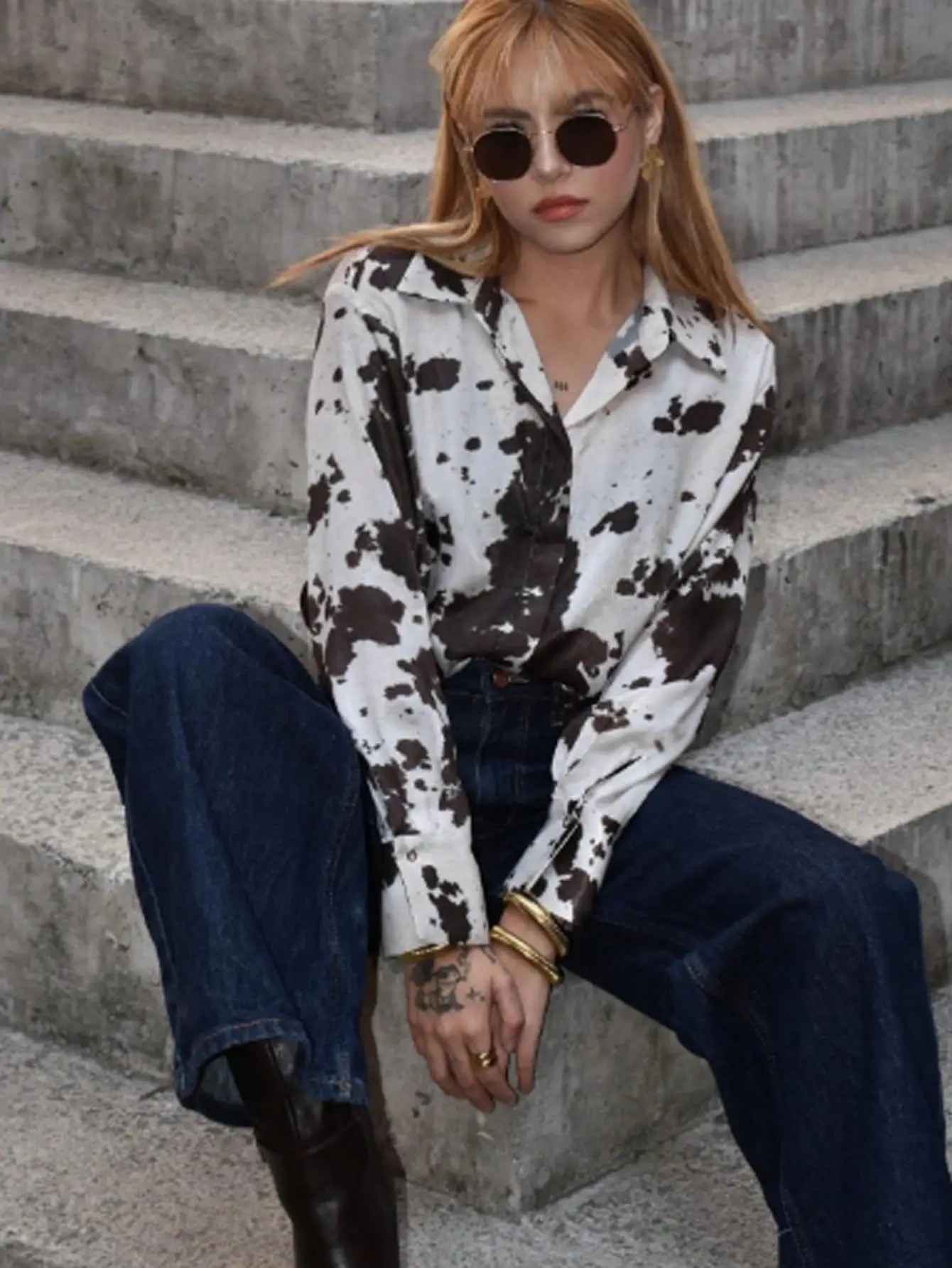 Women's Spring Animal Print Ankle Skirt Suit — feature 6