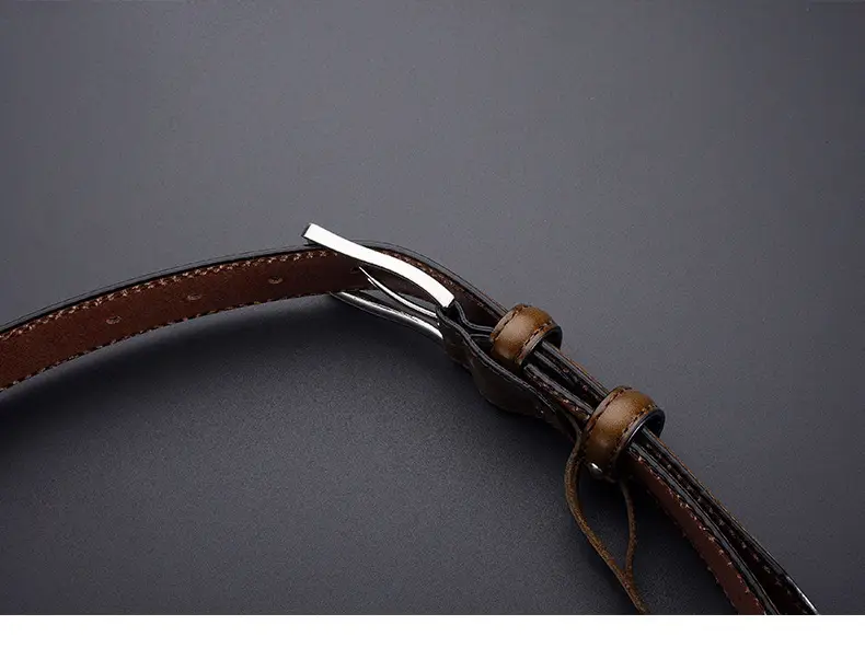 Men's Genuine Leather Retro Buckle Belt Brown — feature 10