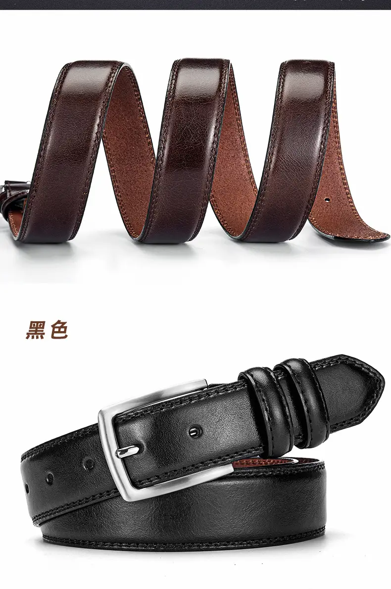 Men's Genuine Leather Retro Buckle Belt Brown — feature 2