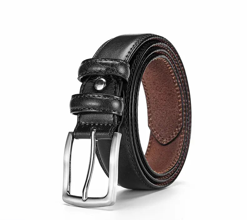 Men's Genuine Leather Retro Buckle Belt Brown — feature 3