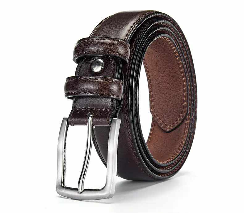 Men's Genuine Leather Retro Buckle Belt Brown — feature 5