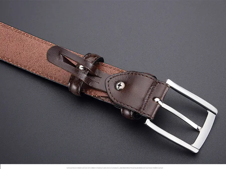 Men's Genuine Leather Retro Buckle Belt Brown — feature 8