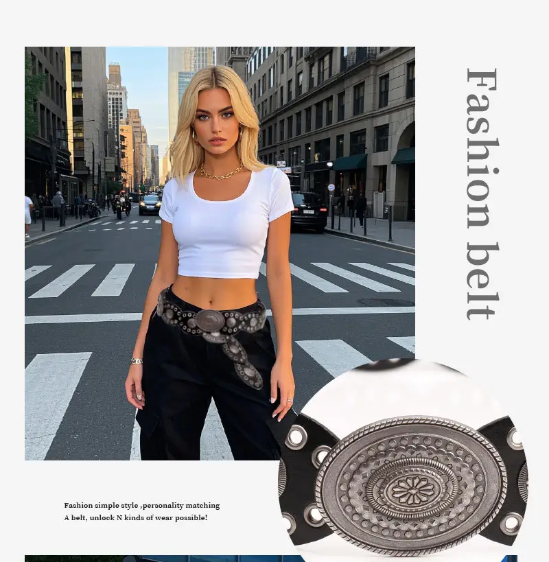 Oval Buckle Belt for Women Retro Dress Pants Decorative Belt — feature 23